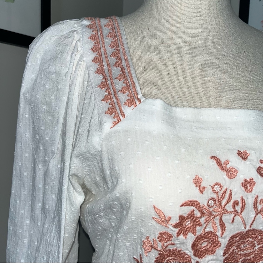 Universal Thread Embroidered Peplum Blouse | Coquette Cottagecore Romantic Top - Picture 8 of 13